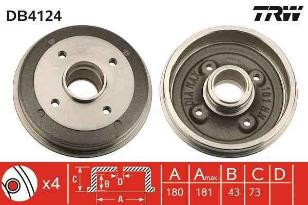 TRW DB4124 Brake Drum