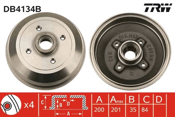 TRW DB4134B Brake Drum