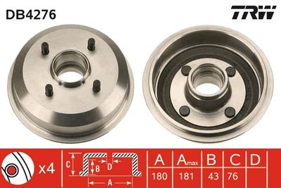 Brake Drum TRW DB4276