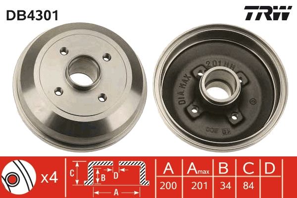 TRW DB4301 Brake Drum