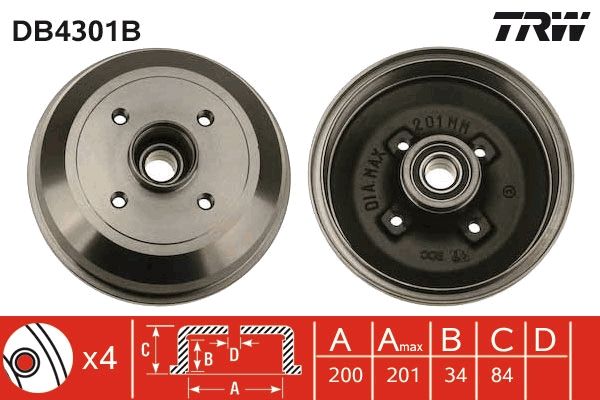 TRW DB4301B Brake Drum