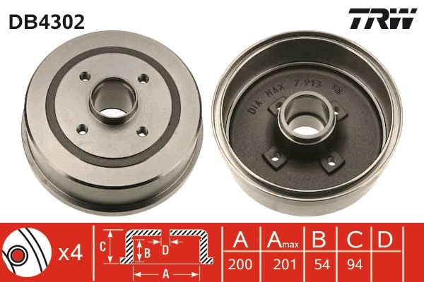 TRW DB4302 Brake Drum