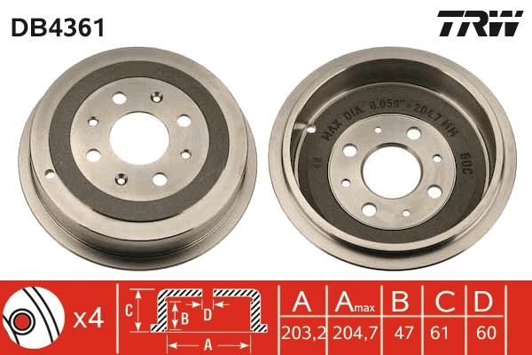 TRW DB4361 Brake Drum