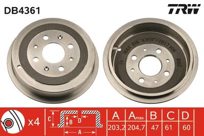 Brake Drum TRW DB4361