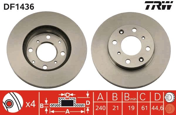 TRW DF1436 Brake Disc