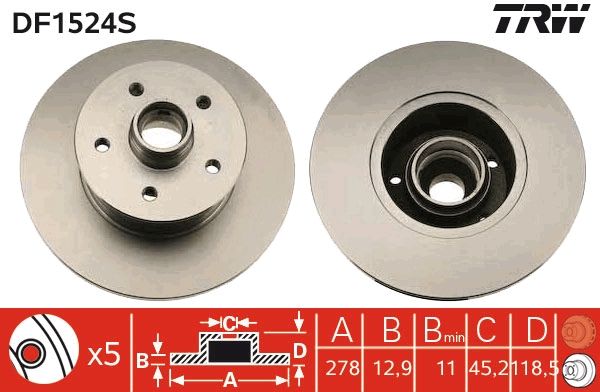 TRW DF1524S Brake Disc