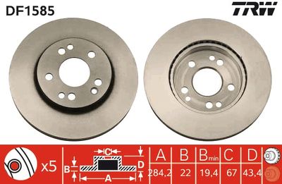 Brake Disc TRW DF1585