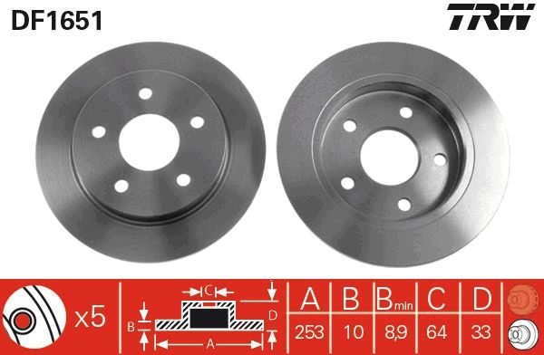 TRW DF1651 Brake Disc