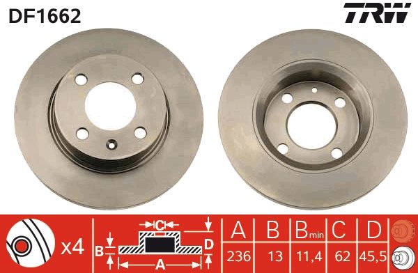 TRW DF1662 Brake Disc