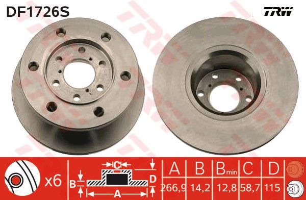 TRW DF1726S Brake Disc