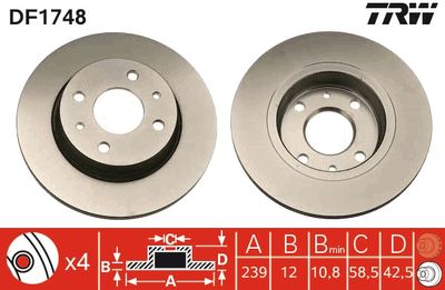 Brake Disc TRW DF1748