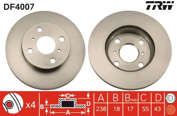 TRW DF4007 Brake Disc