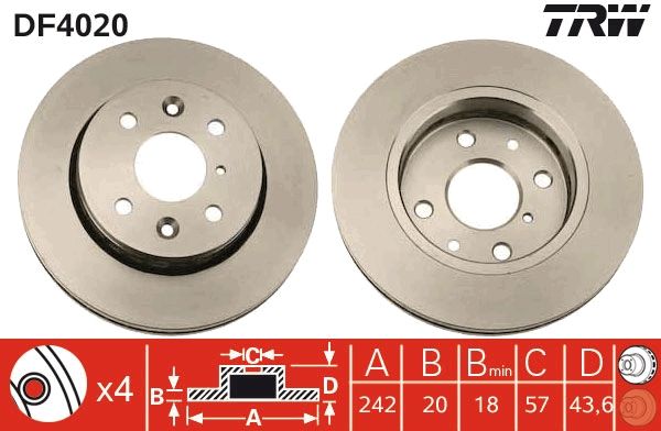 TRW DF4020 Brake Disc