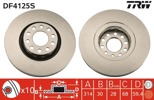TRW DF4125S Brake Disc