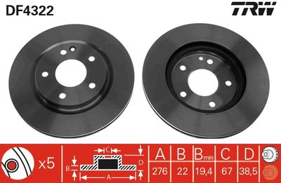 Brake Disc TRW DF4322
