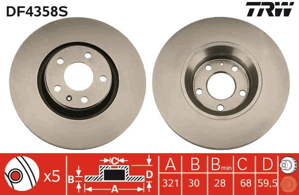 TRW DF4358S Brake Disc