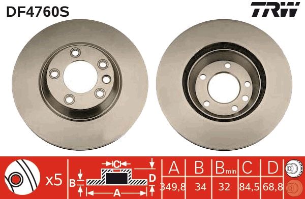TRW DF4760S Brake Disc
