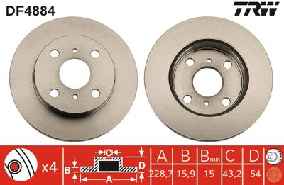 Brake Disc TRW DF4884