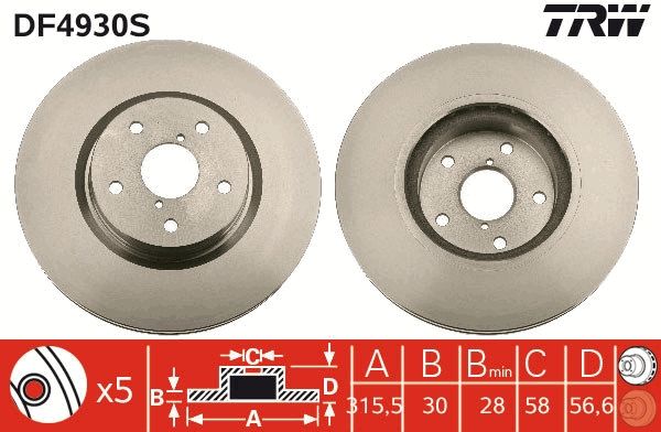 TRW DF4930S Brake Disc