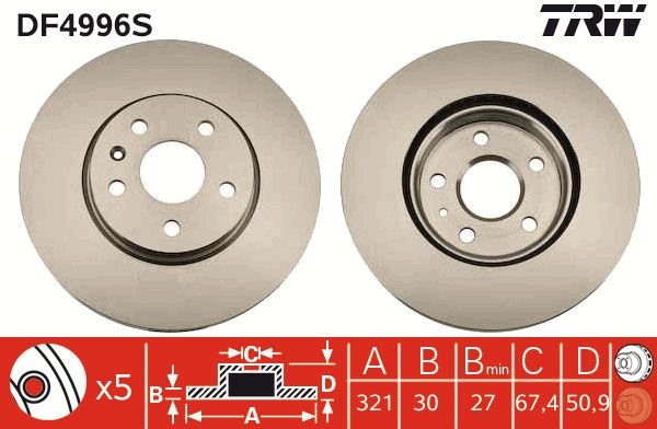 TRW DF4996S Brake Disc