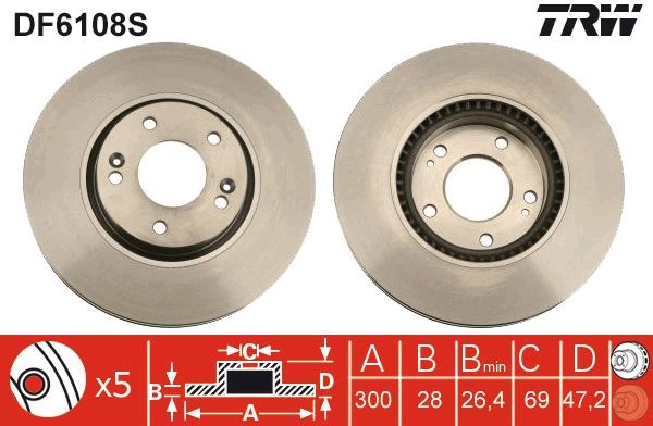 TRW DF6108S Brake Disc