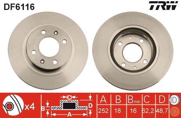 TRW DF6116 Brake Disc
