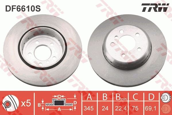 TRW DF6610S Brake Disc