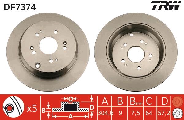 TRW DF7374 Brake Disc