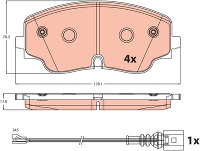 Brake Pad Set, disc brake TRW GDB2498
