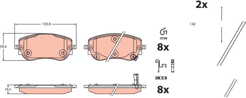 TRW GDB2551 Brake Pad Set, disc brake