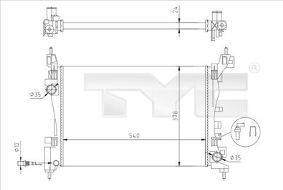 Radiator, engine cooling TYC 725-0044-R