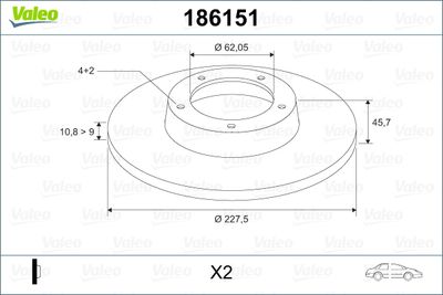 Brake Disc VALEO 186151
