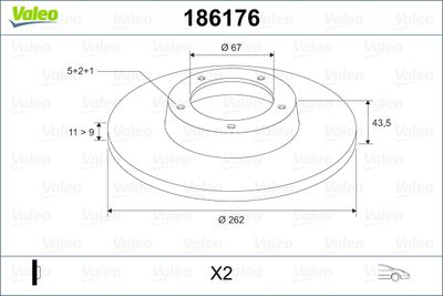 Brake Disc VALEO 186176