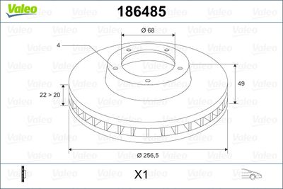 Brake Disc VALEO 186485