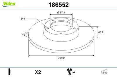 Brake Disc VALEO 186552