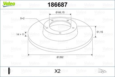Brake Disc VALEO 186687
