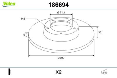 Brake Disc VALEO 186694