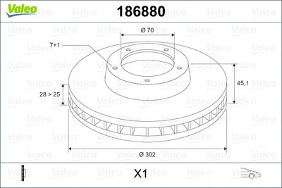 Brake Disc VALEO 186880