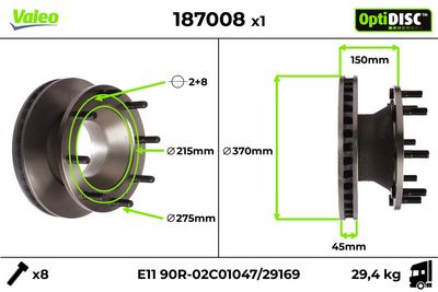 Brake Disc VALEO 187008