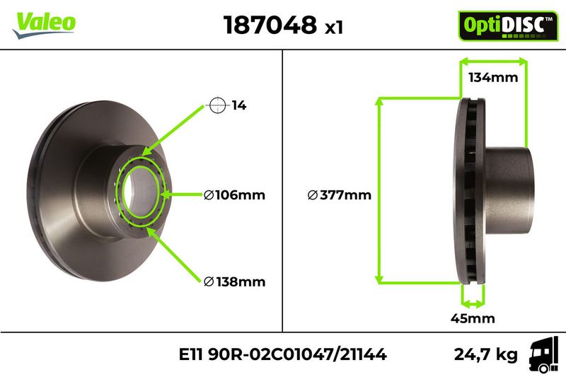 VALEO 187048 Brake Disc