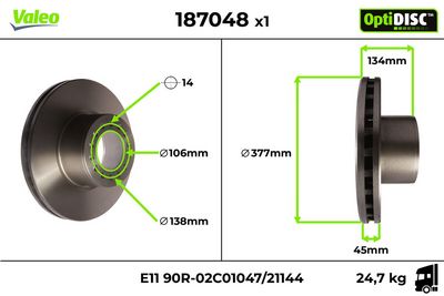 Brake Disc VALEO 187048