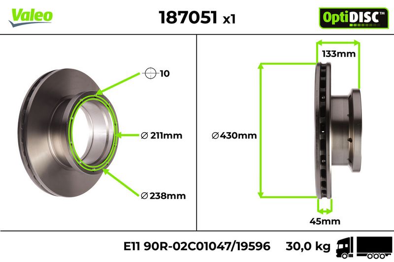 VALEO 187051 Brake Disc