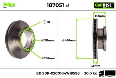 Brake Disc VALEO 187051
