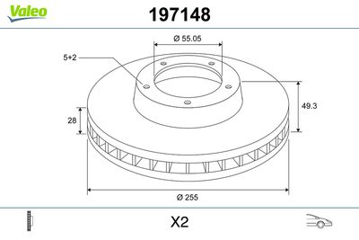 Brake Disc VALEO 197148