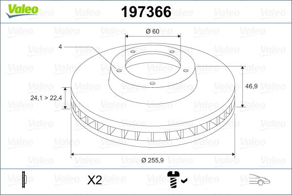 VALEO 197366 Brake Disc