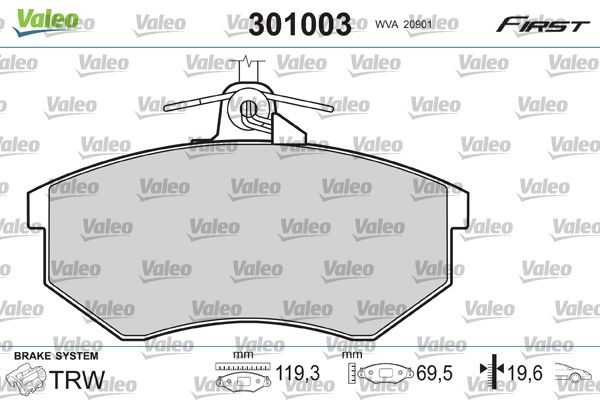 VALEO 301003 Brake Pad Set, disc brake