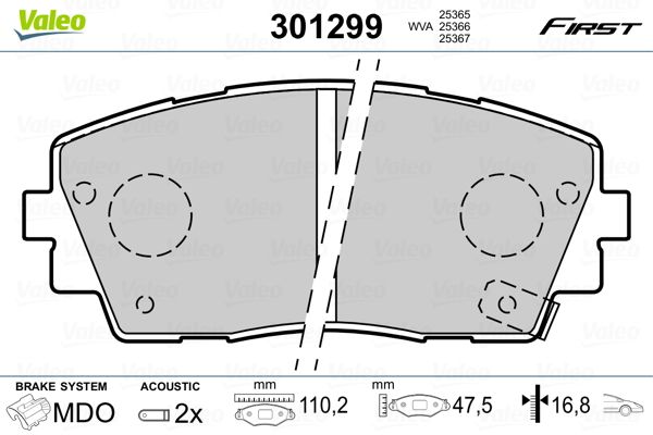 VALEO 301299 Brake Pad Set, disc brake