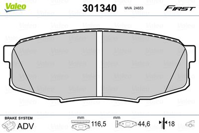Brake Pad Set, disc brake VALEO 301340