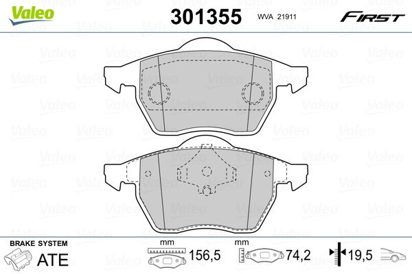 VALEO 301355 Brake Pad Set, disc brake
