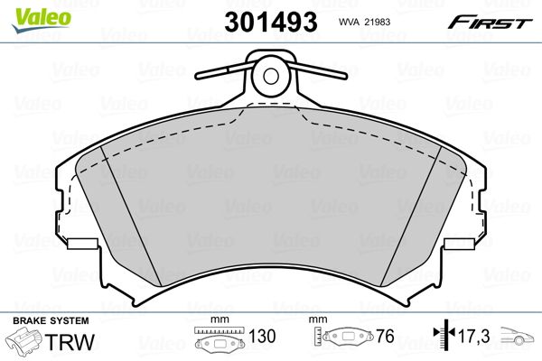 VALEO 301493 Brake Pad Set, disc brake
